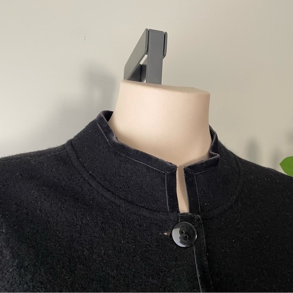 Vintage Talbots 100% Merino Wool Button Down Jacket Short High Collar Black - Picture 7 of 9